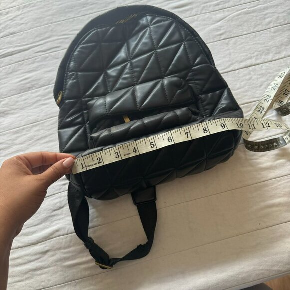 Zara Black Faux Leather Quilted Back Pack Bag Chain Handle - Picture 6 of 7